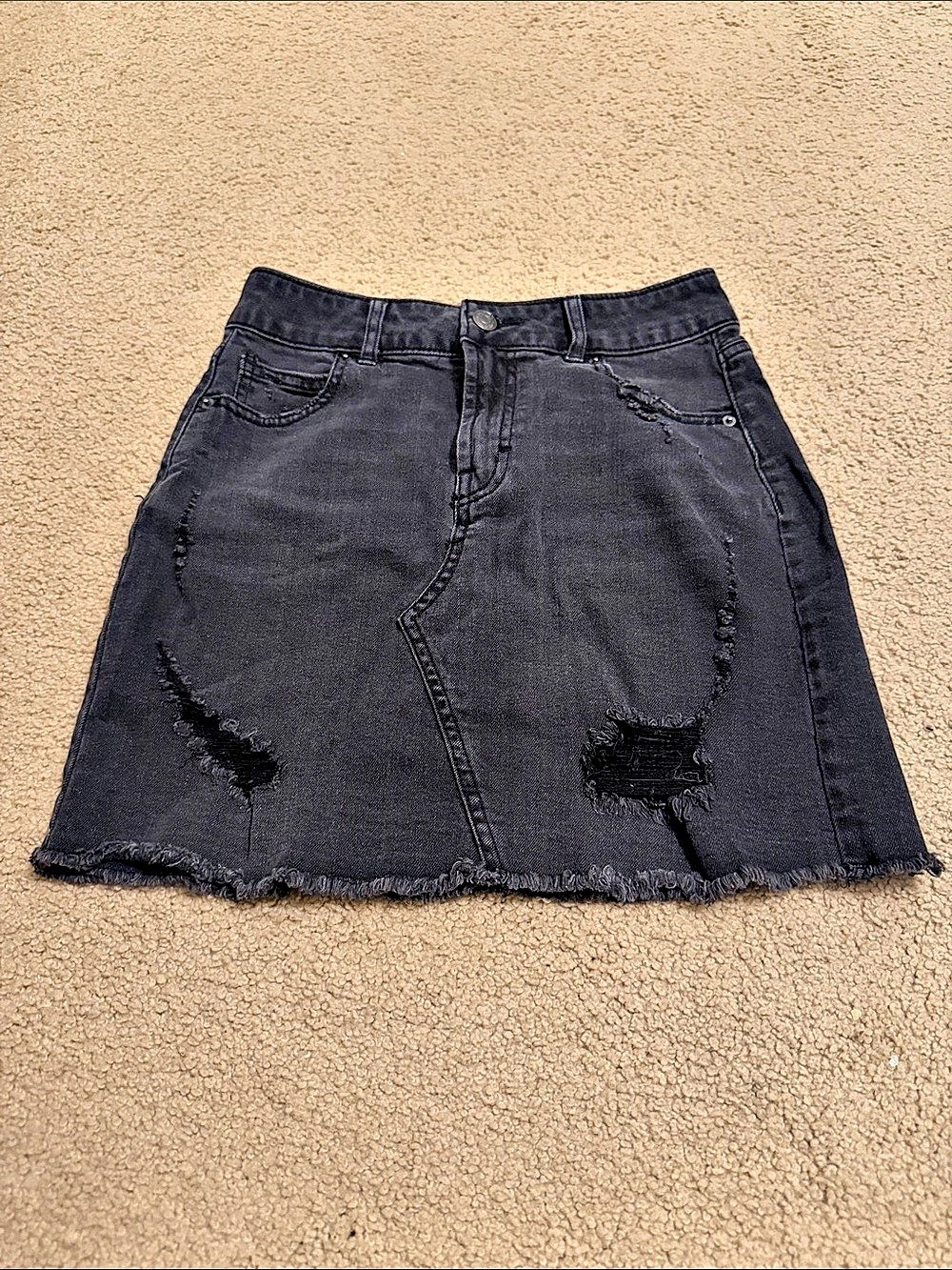 Wild Fable Distressed Black Denim Mini Skirt